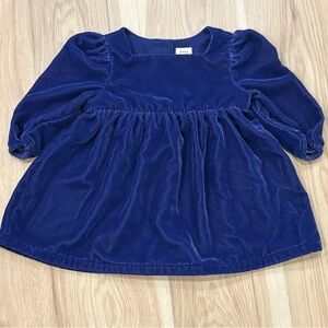 Blue Velvet Baby Gap Dress Size 3-6 Months with Button Down Back